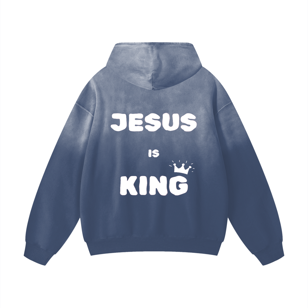 "JESUS IS KING" Heavyweight Sunfade Oversized Hoodie