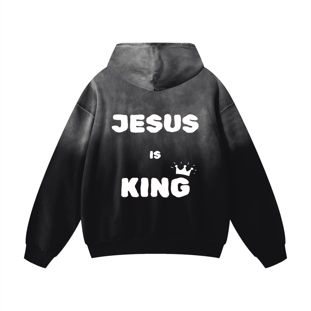 "JESUS IS KING" Heavyweight Sunfade Oversized Hoodie