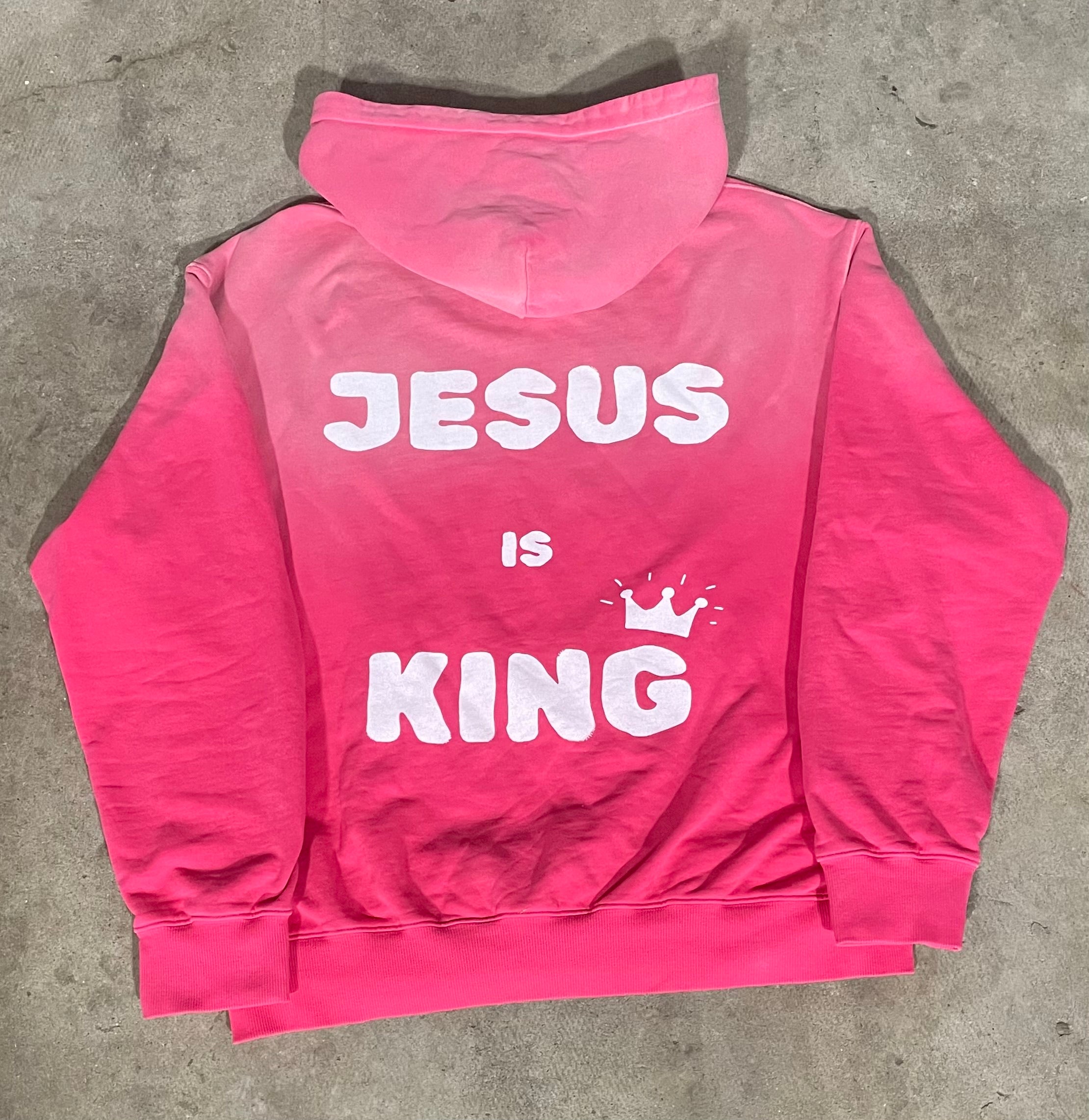 "JESUS IS KING" Heavyweight Sunfade Oversized Hoodie